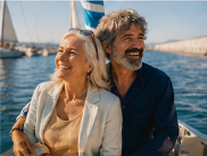 Un couple de retraités en bord de mer